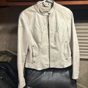 White leather Harley Davidson Jacket size Large
